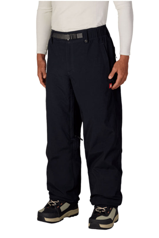 Person wearing black pants on a white background