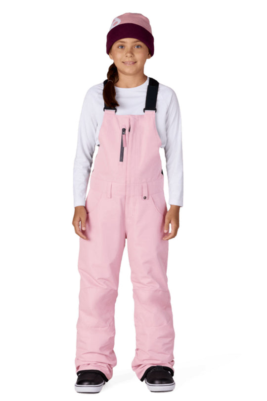 Person wearing pink snow pants and a white shirt on a white background
