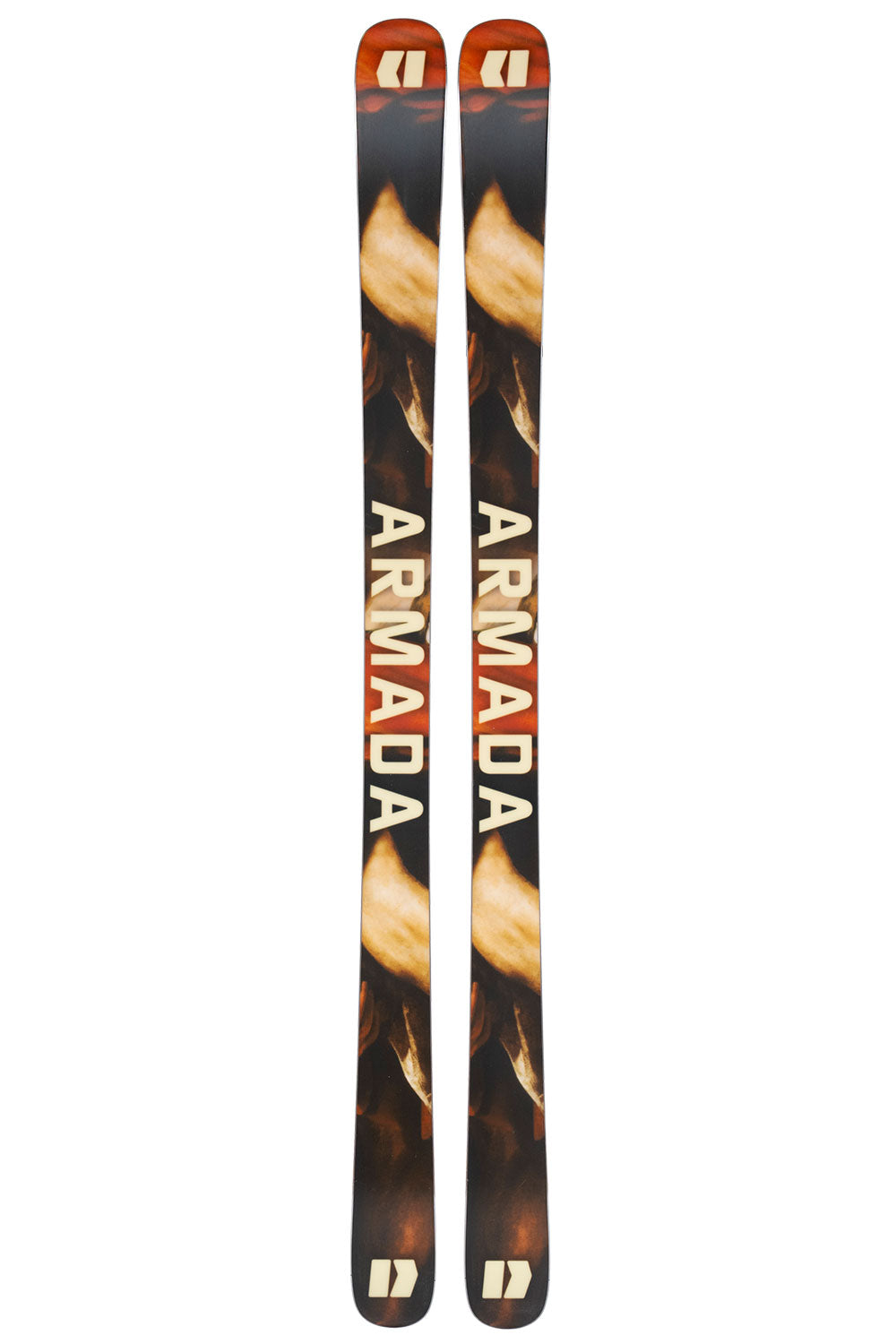 Two skis with Armada branding on a white background