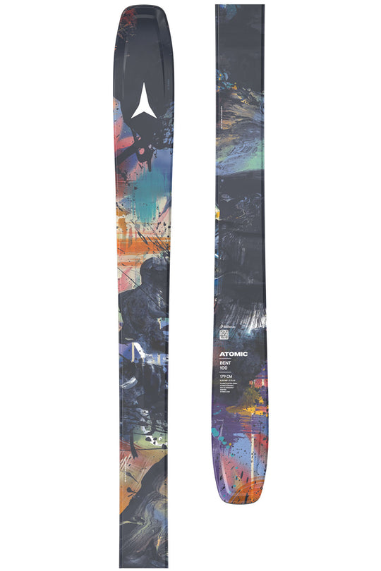 Two skis with a colorful design on a white background