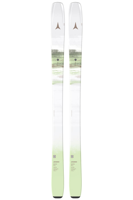 Two skis with a gradient design from white to green on a white background
