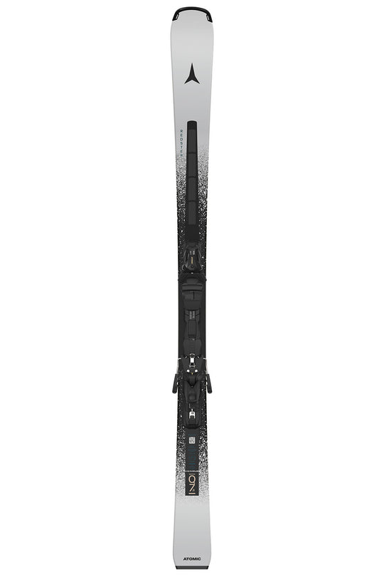 Ski with black and white design on a white background