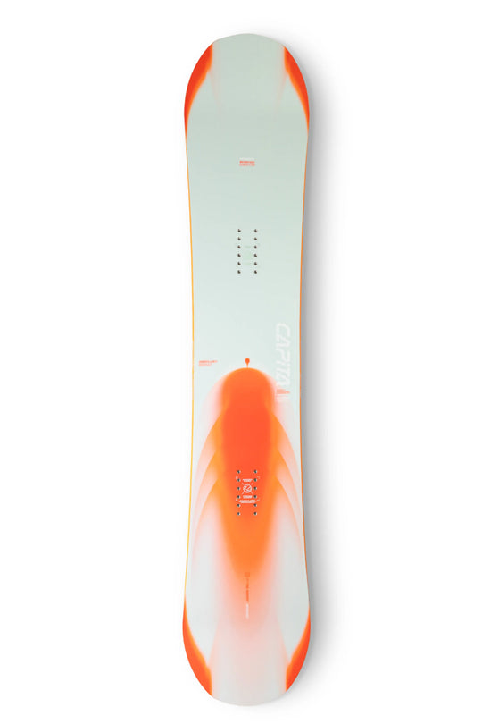 white snowboard with orange accents
