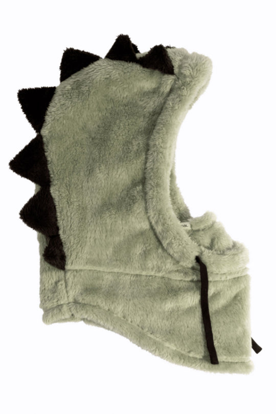 Children's green hood with black spines on a white background