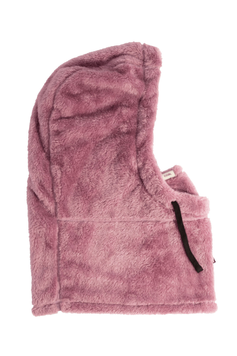 Purple hood with a black zipper on a white background