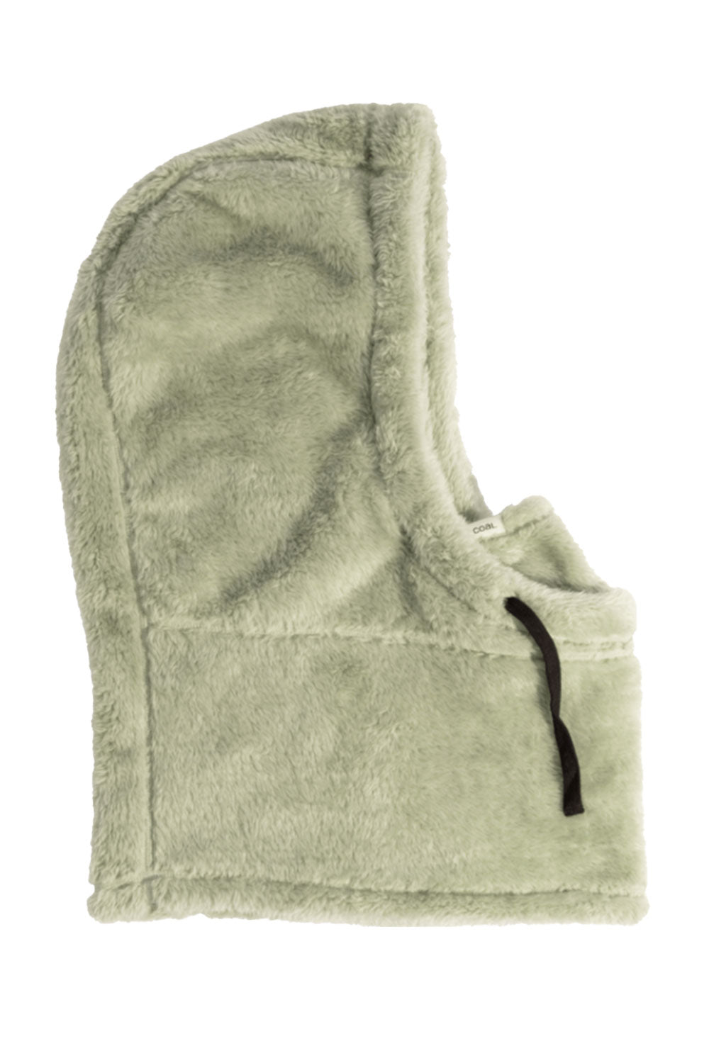 Green fleece hood on a white background