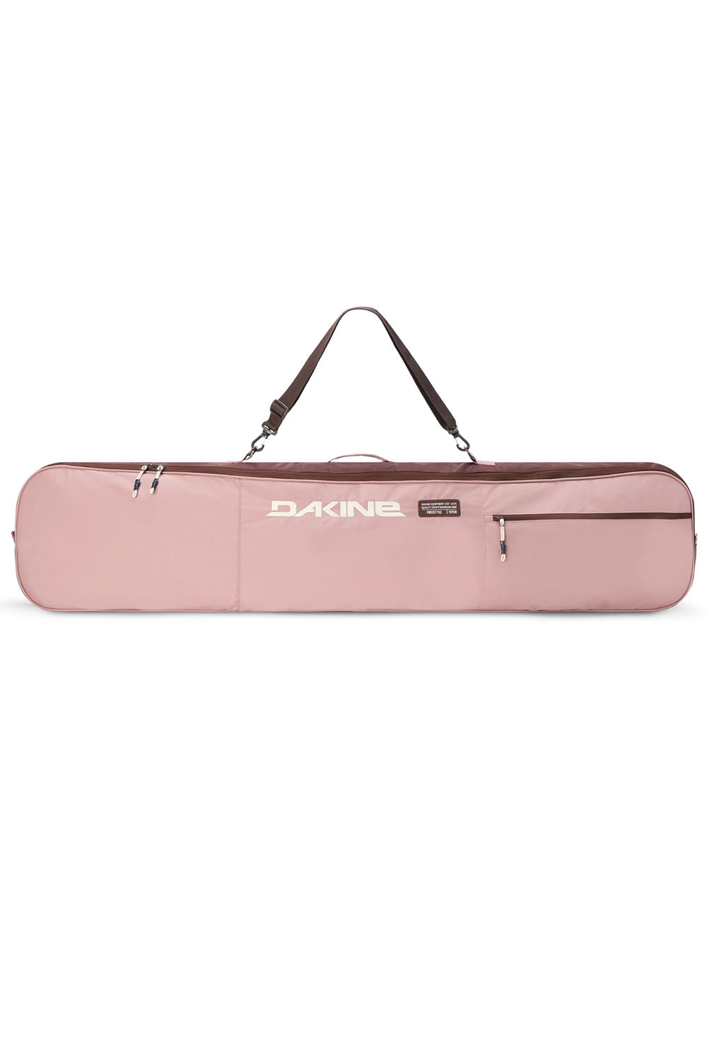 A pink Dakine instrument gig bag with a dark brown shoulder strap and silver zippers, shown against a plain white background.