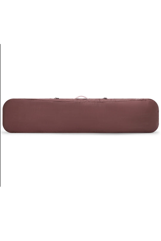 A long, narrow rectangular snowboard bag in a dusty rose or mauve color, shown horizontally against a plain white background.