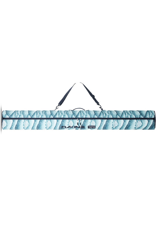 A light blue ski sleeve bag with black straps and a black logo, shown horizontally against a plain white background.