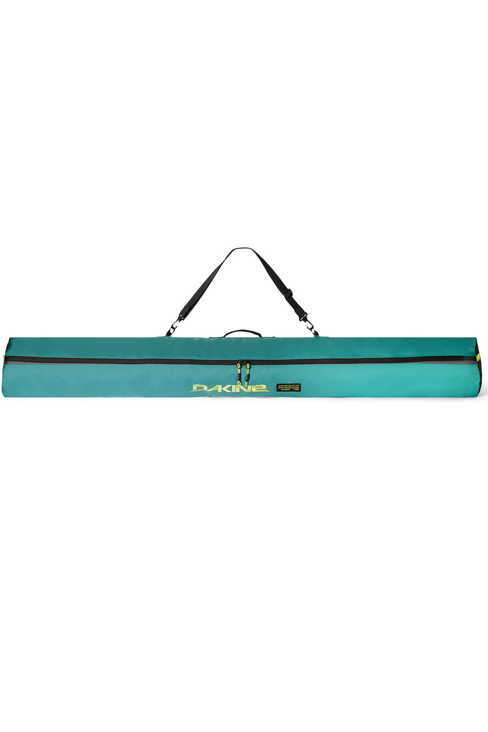 A teal green Dakine ski sleeve bag with black straps and trim, featuring the Dakine logo in gold on the front, set against a plain white background.