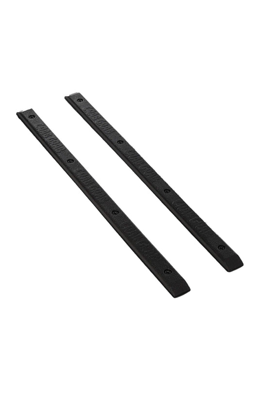 Two black textured replacement trim or molding strips shown on a plain white background.
