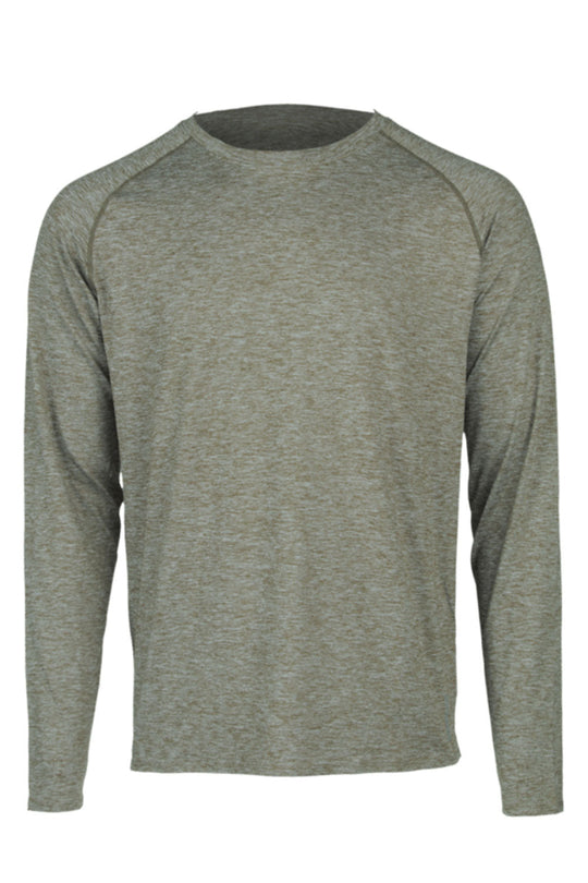 Olive green long-sleeve shirt on a white background
