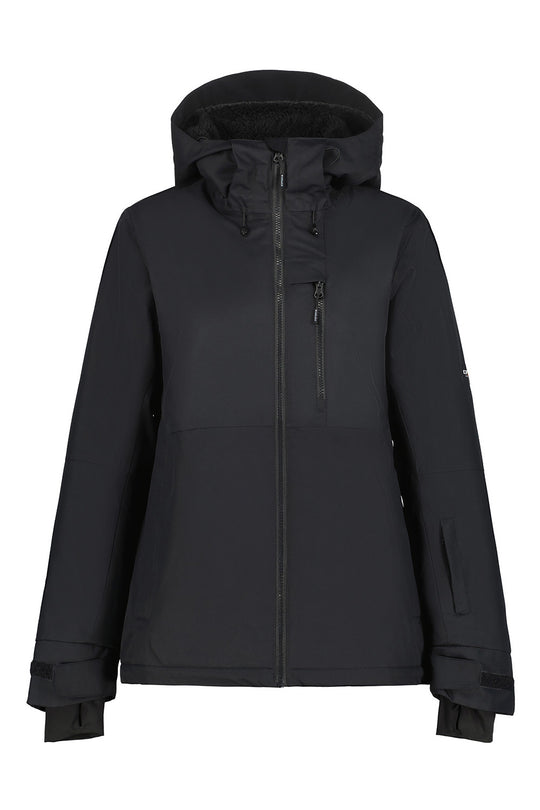 Black jacket with a brand logo on a white background