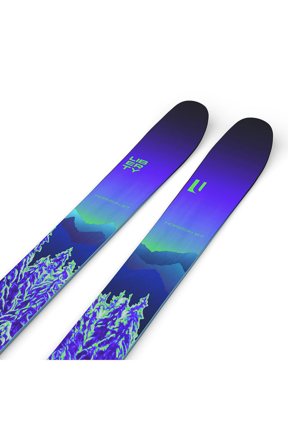 Pair of skis with a gradient design on a white background