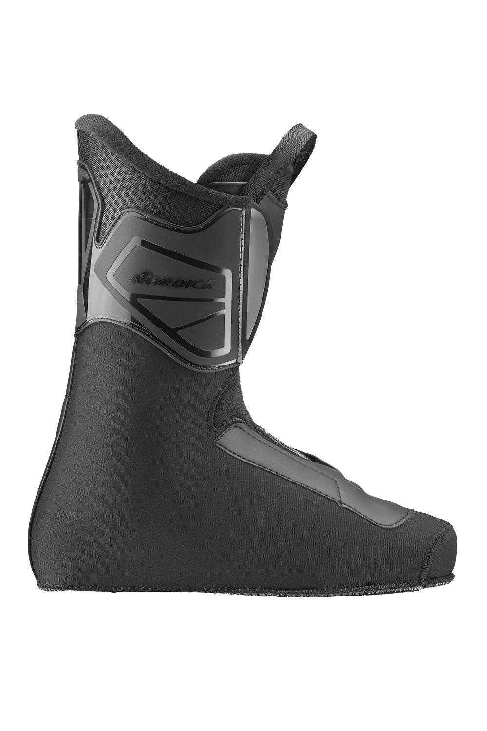Black and gray boot with brand logo on a white background