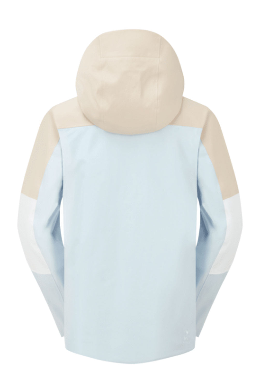 Light blue and beige hoodie on a white background
