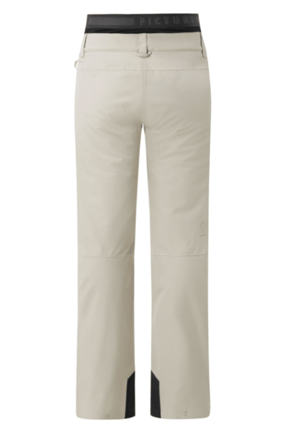 Beige pants with black accents on a white background