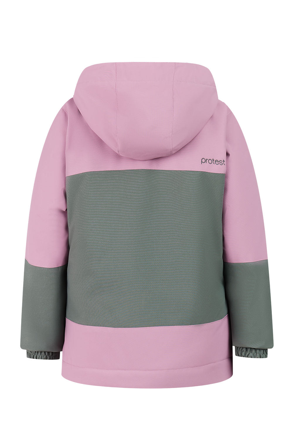 Pink and gray jacket with 'protest' branding on a white background
