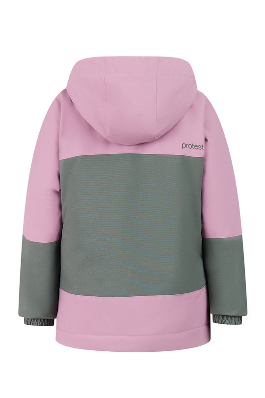 Pink and gray jacket with 'protest' branding on a white background