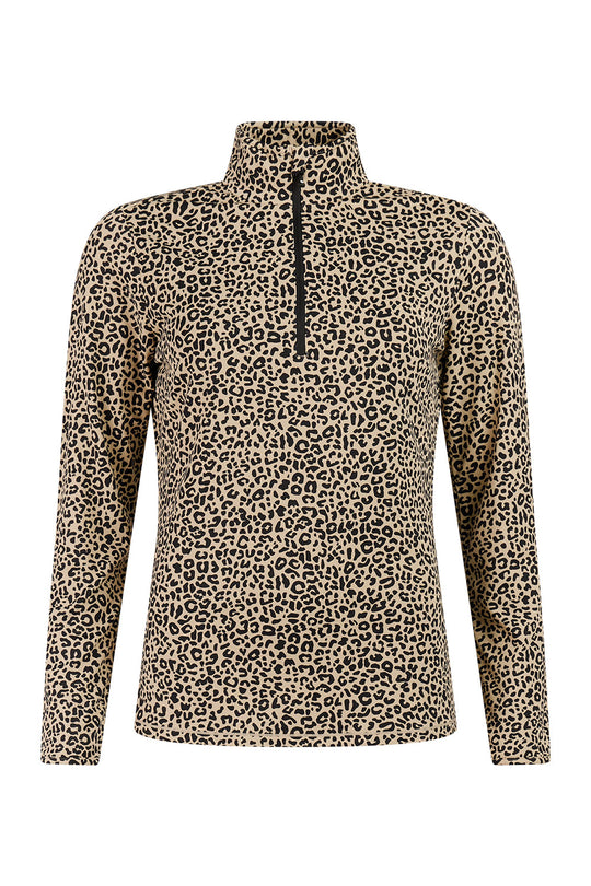 Leopard print long-sleeve top on a white background