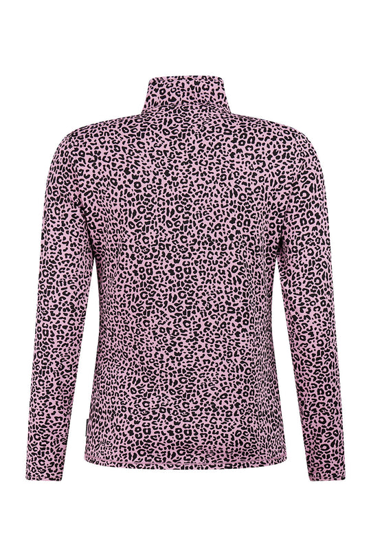 Leopard print long-sleeve top on a white background