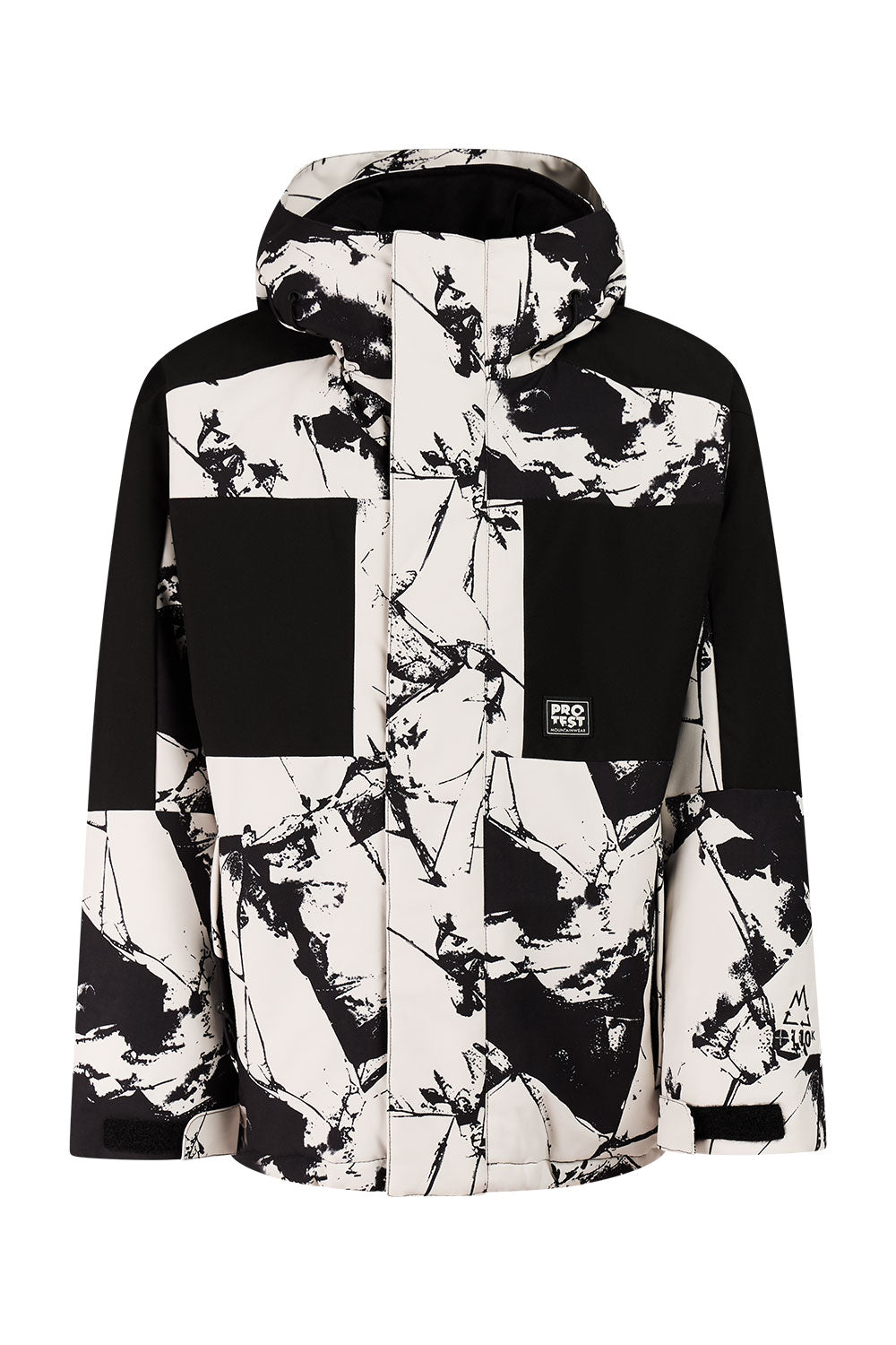 Black and white patterned jacket on a white background