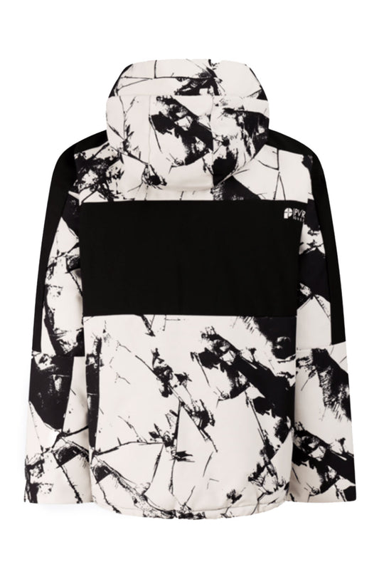 Black and white patterned jacket on a white background