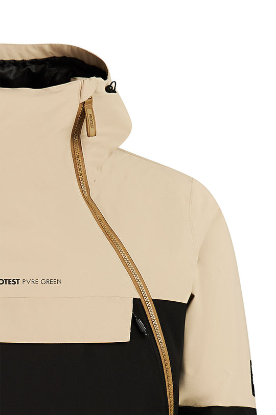 Beige jacket with a zipper on a white background