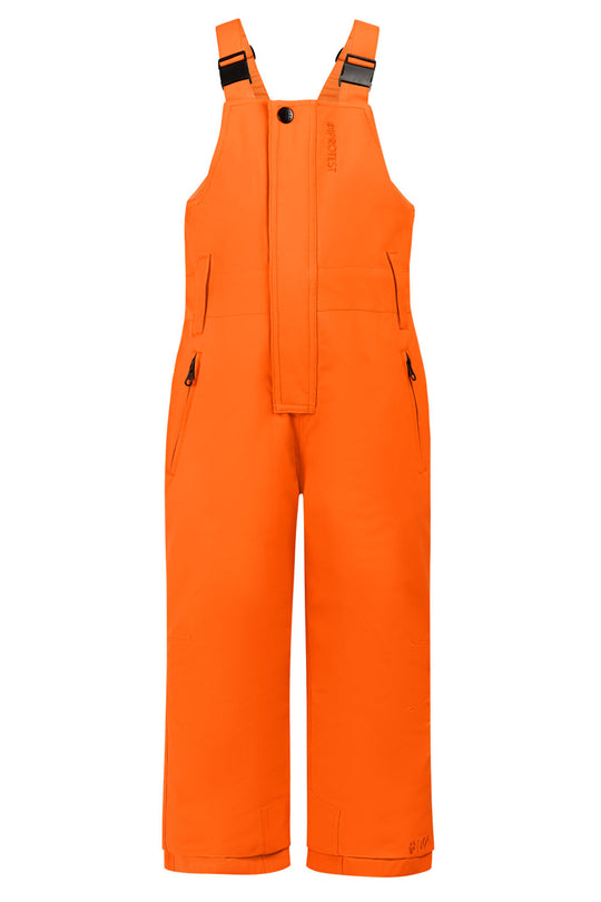 Orange bib overalls on a white background