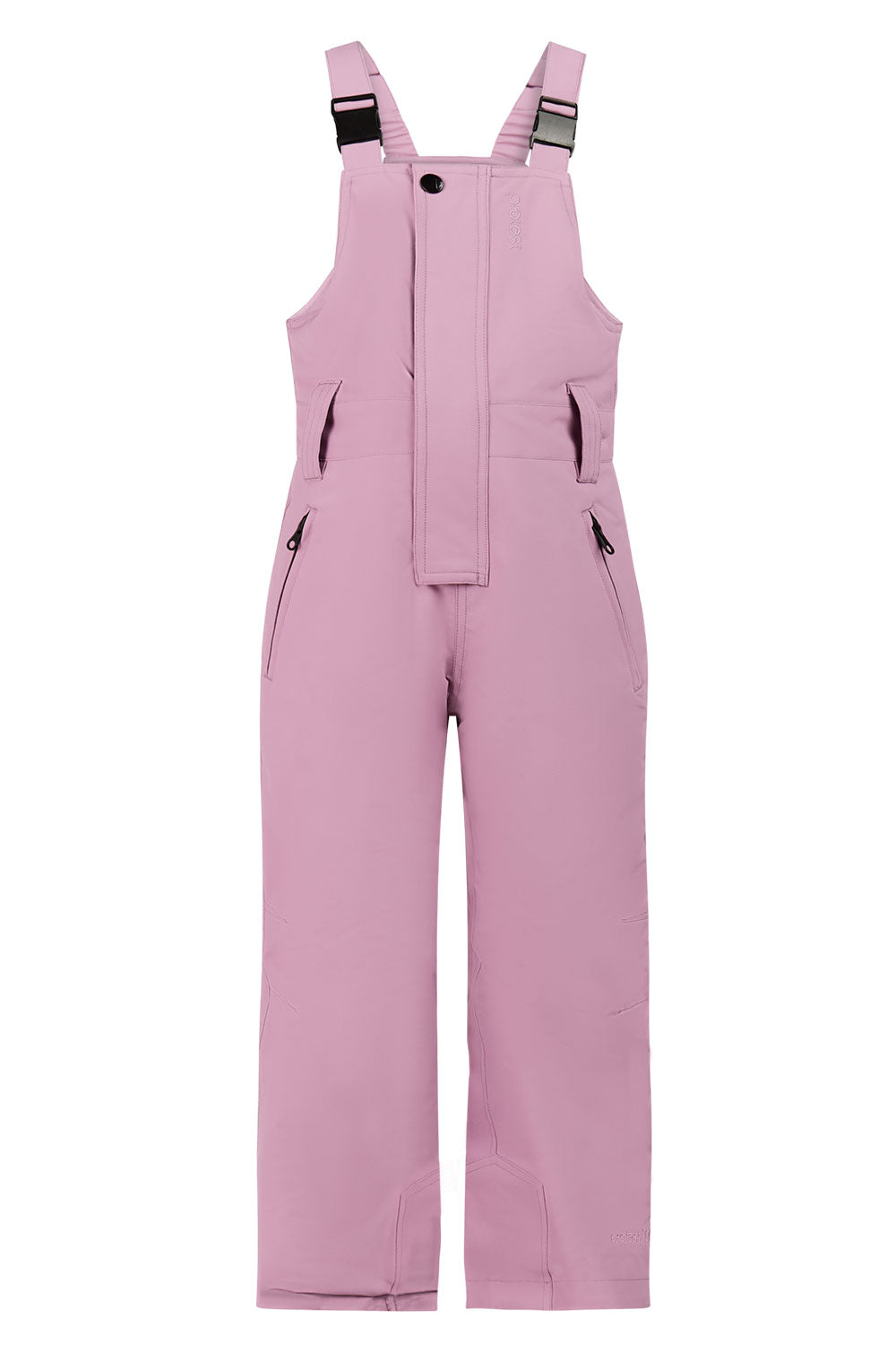 Pink bib overalls on a white background
