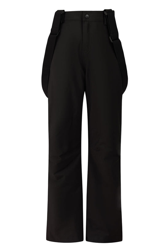 Black pants with suspenders on a white background