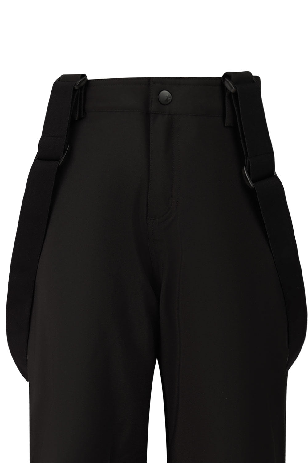 Black pants with suspenders on a white background