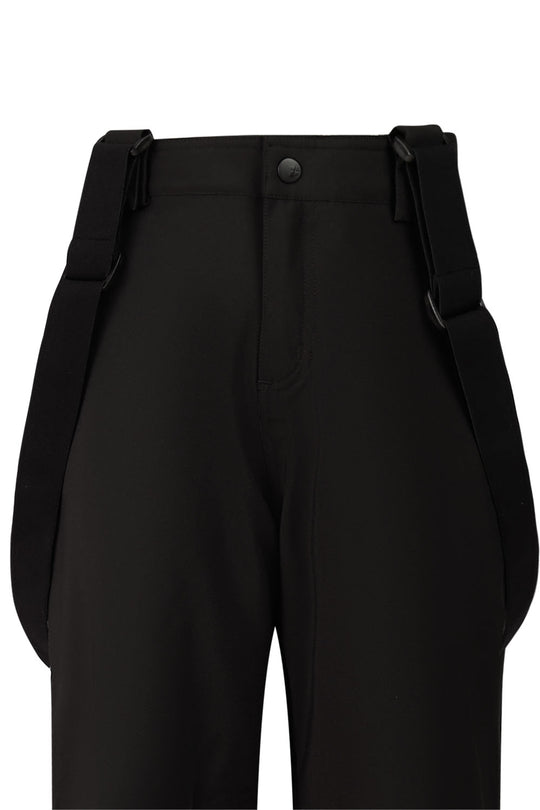 Black pants with suspenders on a white background