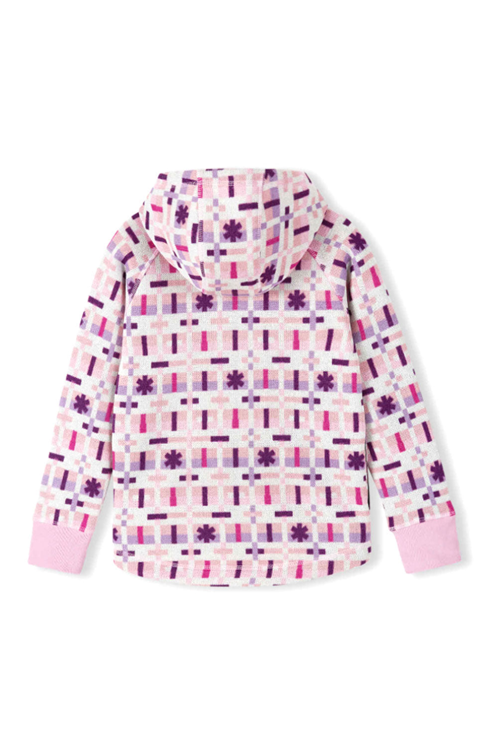 Children's jacket with a pink and purple pattern on a white background