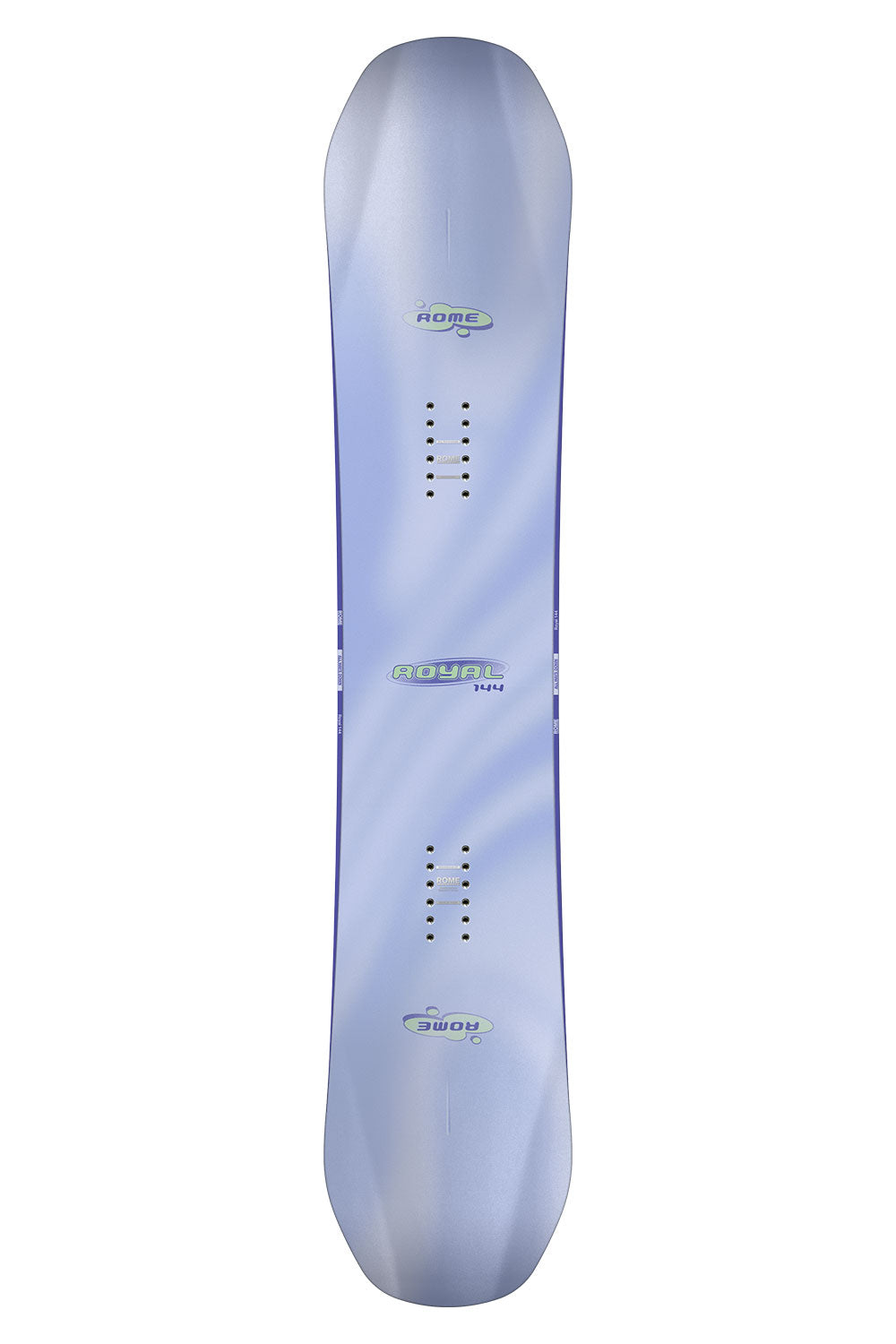 Light blue snowboard with brand logo on a white background