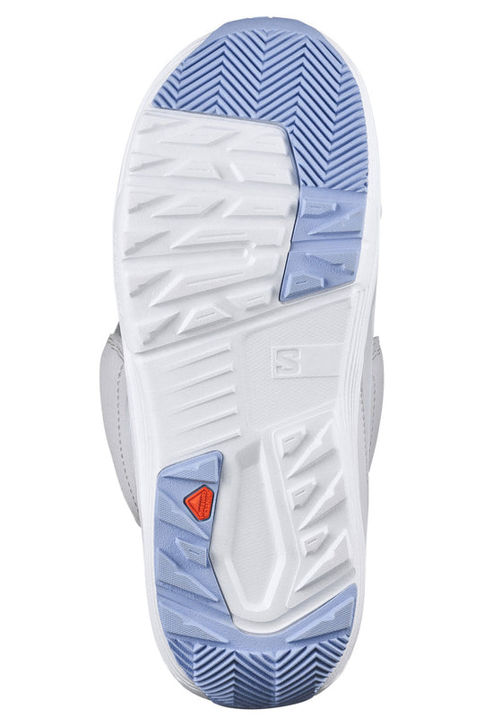 Close-up of a white and blue athletic shoe sole on a white background