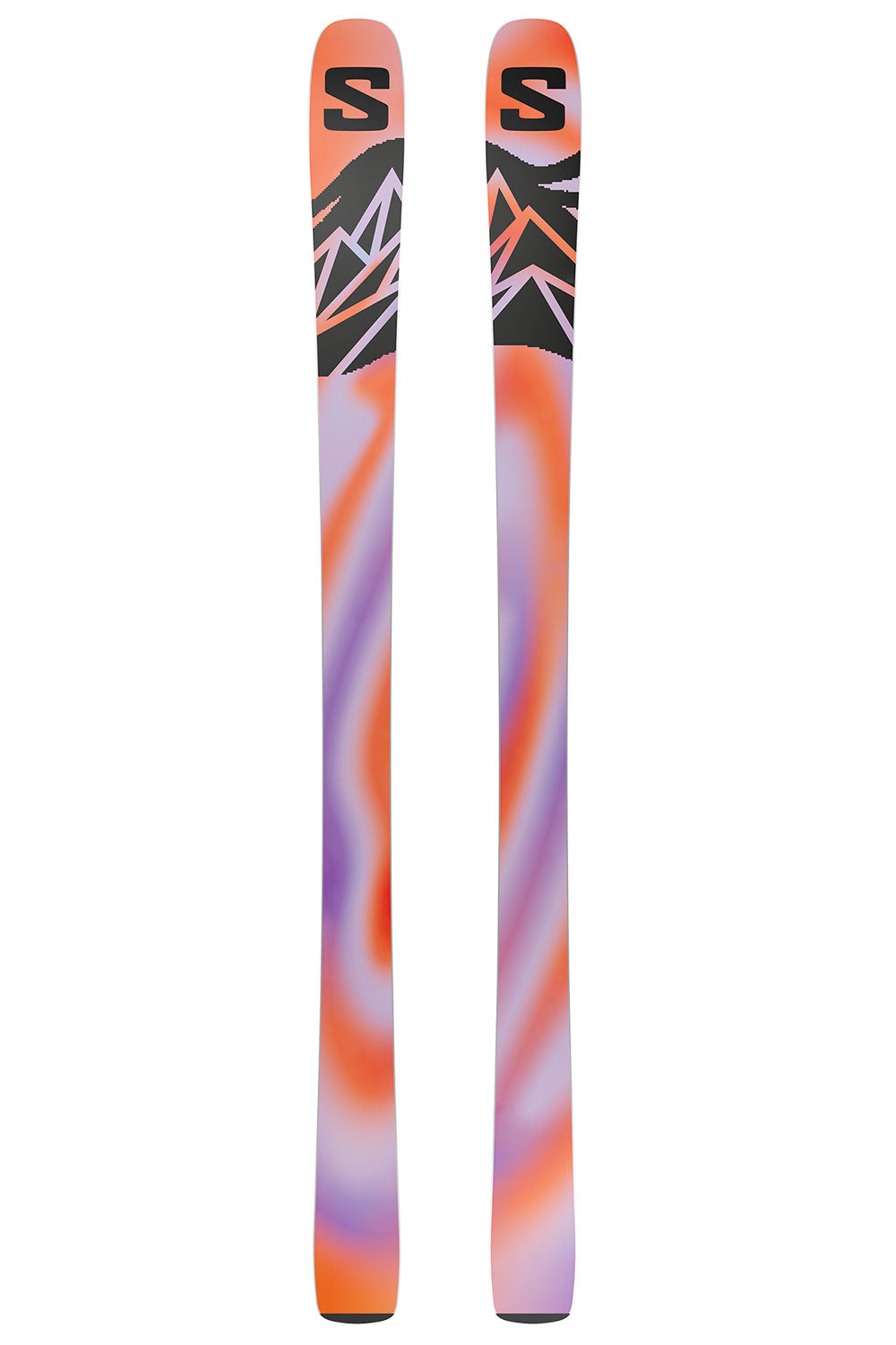 Colorful ski with a brand logo on a white background