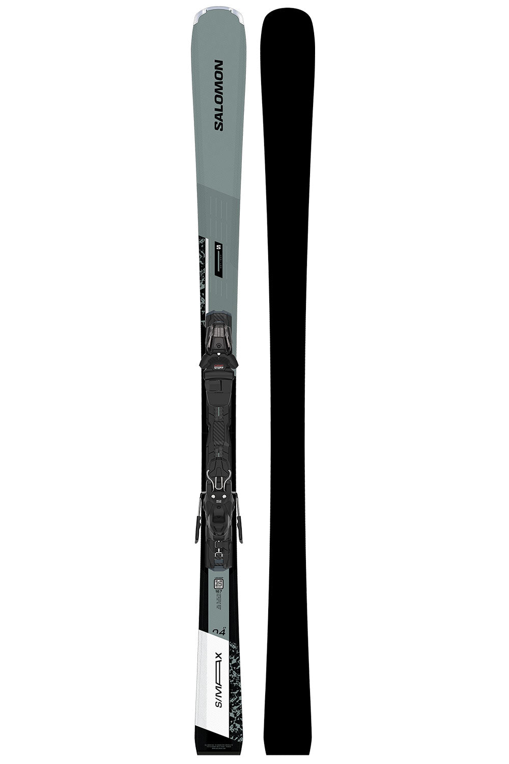 Salomon ski with bindings on a white background