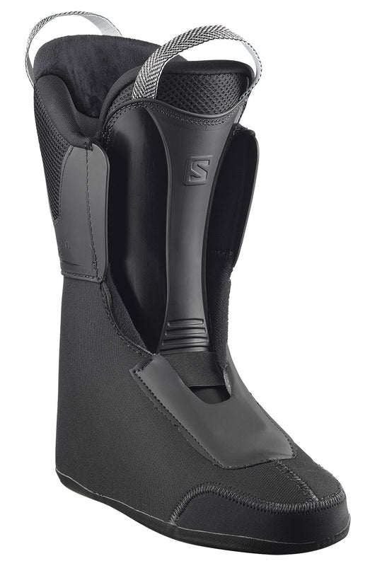 Black ski boot liner on a white background