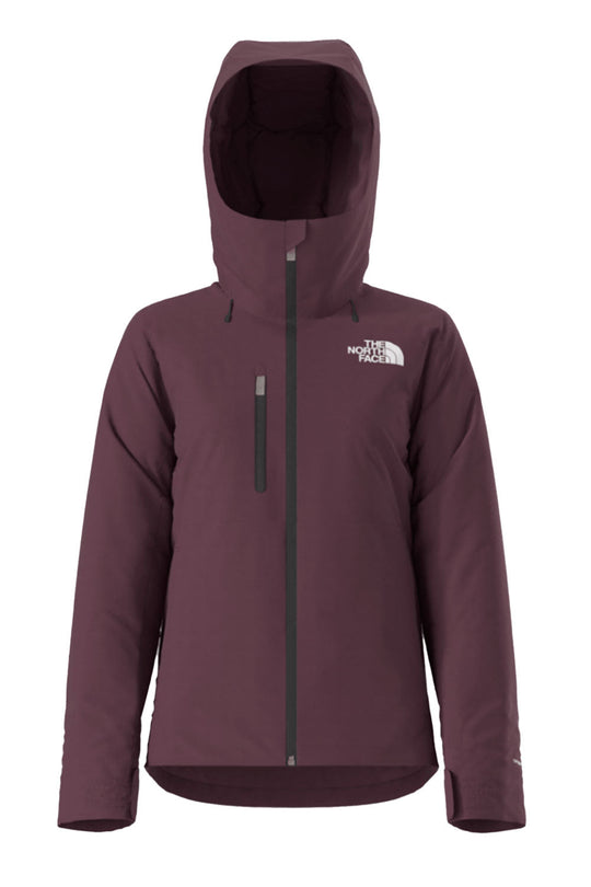 Maroon jacket with a hood on a white background