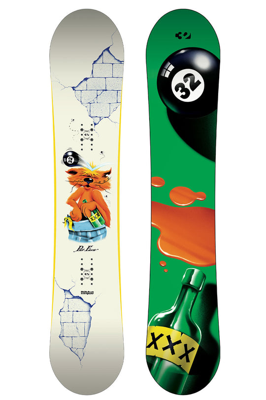Two colorful skateboard decks with unique designs on a white background