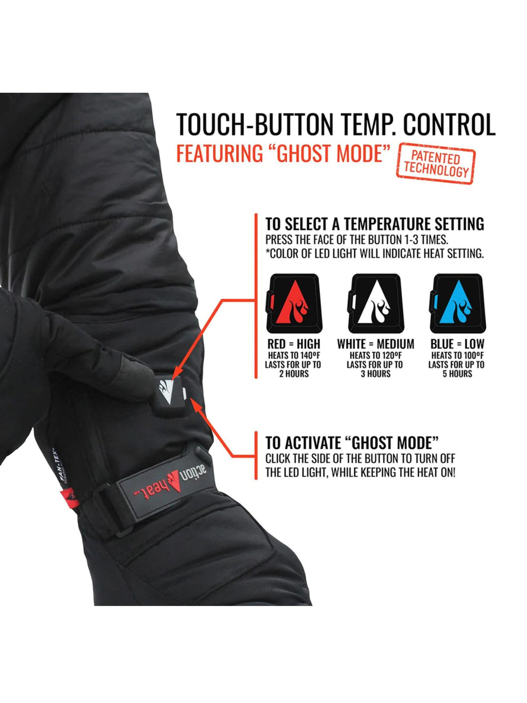 Action Heat 5V Battery Heated Snow Glove - Men's