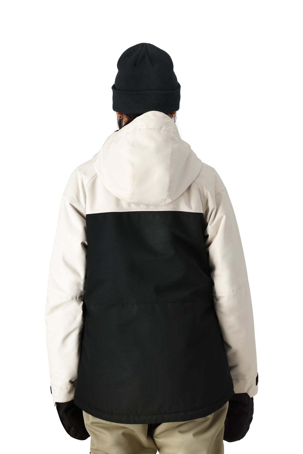 women's 686 Athena ski/snowboard jacket, white and black with black geometric pattern