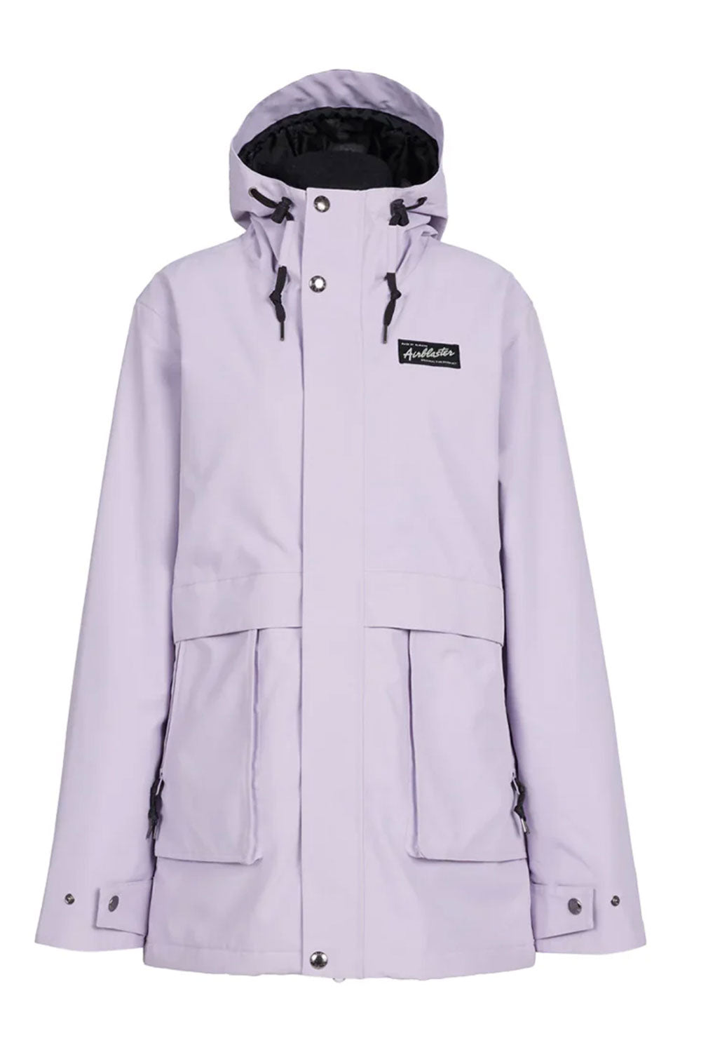 Light purple winter jacket with a brand logo on a white background