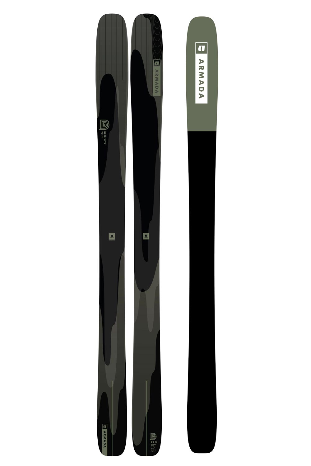 men's Armada Declivity skis, black and olive green