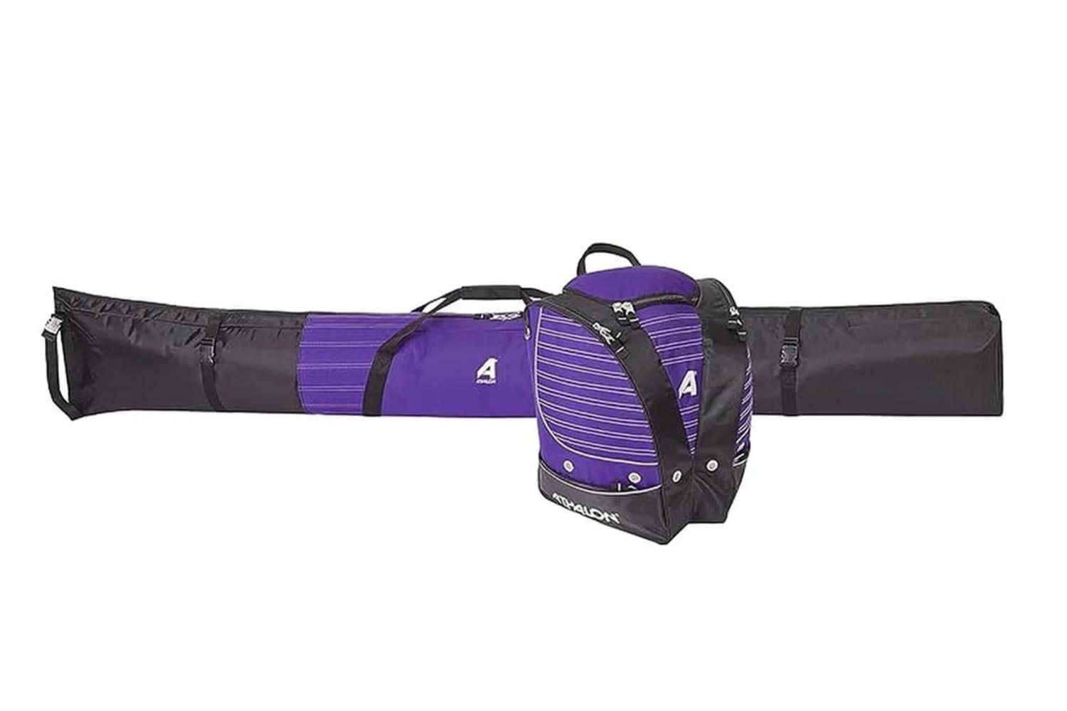 Athalon ski boots bag and ski bag set, purple and black