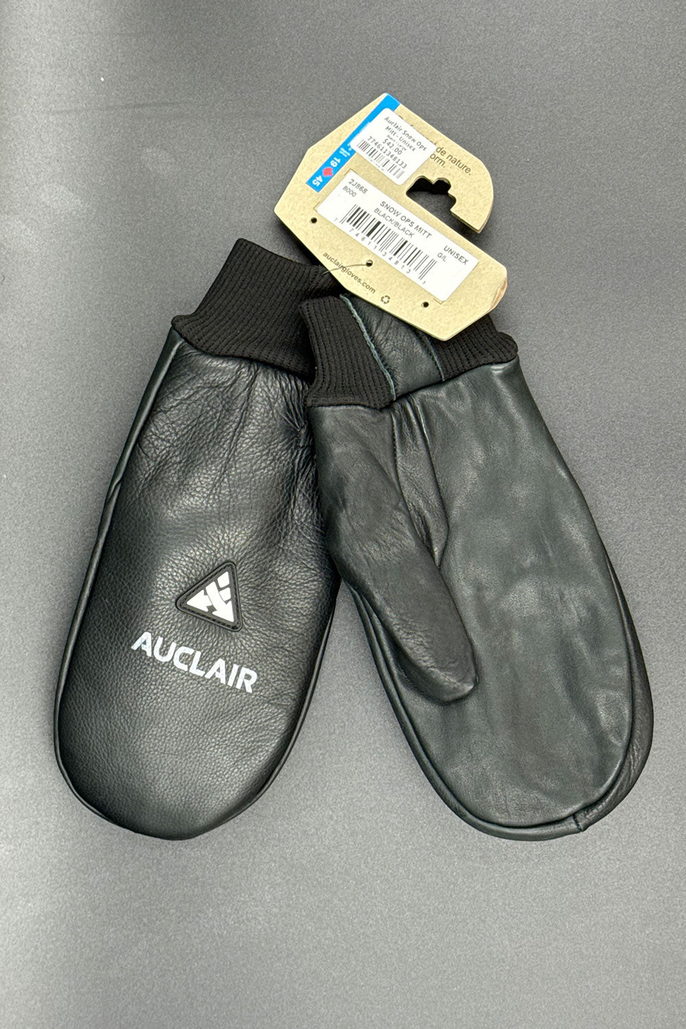 black leather mittens
