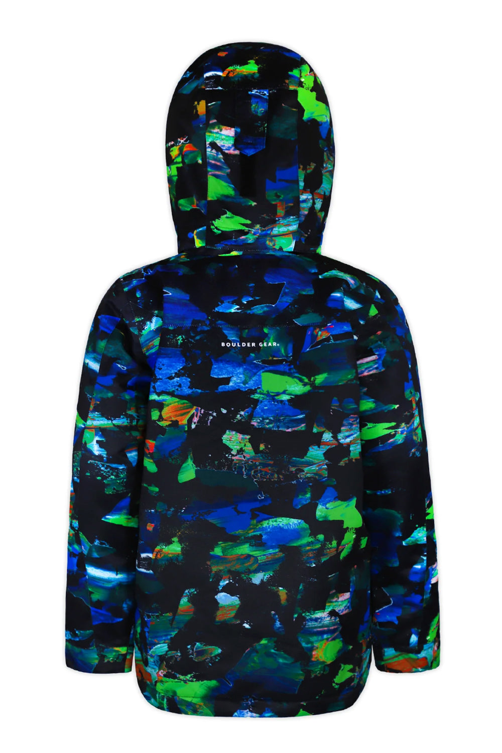 Boys' Boulder Gear Corbin ski jacket, black with multicolor abstract pattern