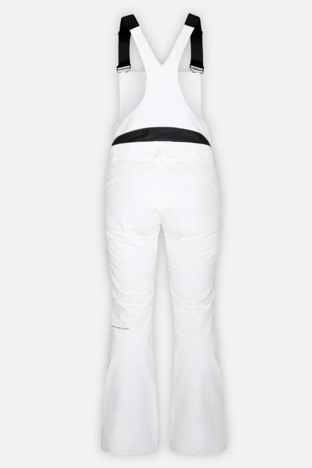 White overalls with black straps on a white background