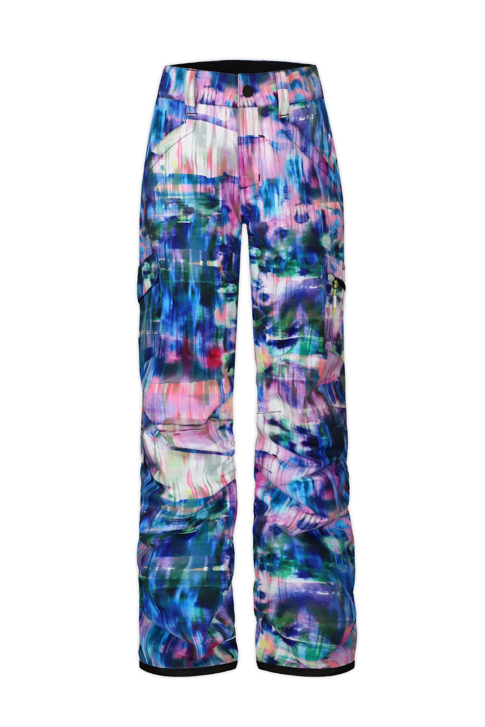 girl's Boulder Gear Ravish snow pants, multicolor paint drip pattern
